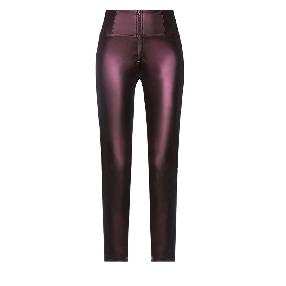 𝅺FREDDY WR.UP metallic deep purple high waisted Faux leather leggings Sz M NWT